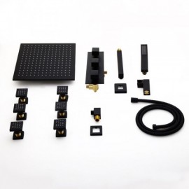 Shower System With High Ceiling Mounted Head 6 Body Sprays And Hand Shower