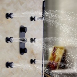 Shower Faucet With Hand Shower And 6 Jets In Plain Black
