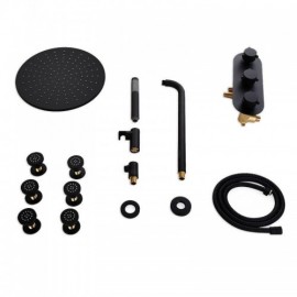 Shower Faucet With Hand Shower And 6 Jets In Plain Black