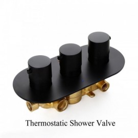 Shower Faucet With Hand Shower And 6 Jets In Plain Black
