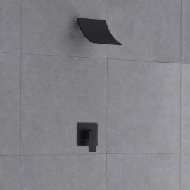 Modern Waterfall Shower System With Single Handle Solid Black