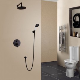 Retro Wall-Mounted Shower And Wall-Mounted Hand Shower Single Handle Antique Black Orb