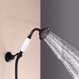 Retro Wall-Mounted Shower And Wall-Mounted Hand Shower Single Handle Antique Black Orb