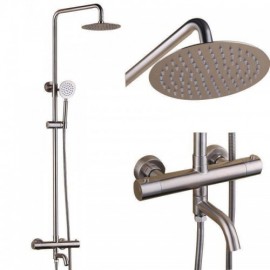 Thermostatic Stainless Steel Shower Faucet With Tub Spout Brushed Nickel