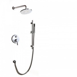 Dual Function Round Wall Mounted Shower Faucet With Hand Shower Brushed Nickel