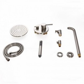 Dual Function Round Wall Mounted Shower Faucet With Hand Shower Brushed Nickel