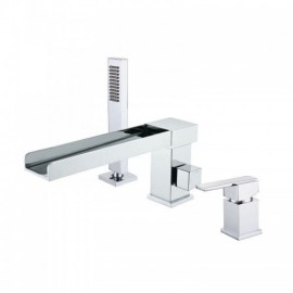 Contemporary Waterfall Bathtub Faucet With Hand Shower 3 Holes Installation Required