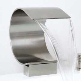 Brushed Nickel Bathtub Faucet With Spout 3 Installation Holes