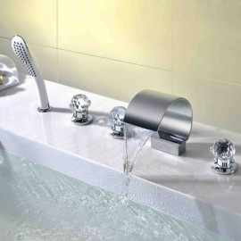 Chrome Crystal Handle Bathtub Mixer With Hand Shower
