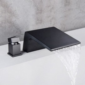 Modern Waterfall Bathtub Faucet In Polished Chrome Or Black