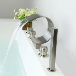 Waterfall Tub Faucet With Hand Shower In Brushed Nickel