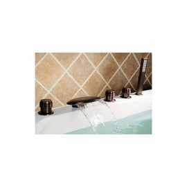Oil Rubbed Bronze Waterfall Bathtub Faucet With Hand Shower Orb Finish
