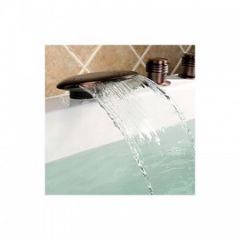Oil Rubbed Bronze Waterfall Bathtub Faucet With Hand Shower Orb Finish