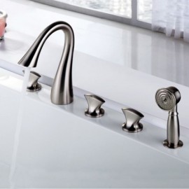 Brushed Nickel/Chrome Bathtub Faucet With Hand Shower