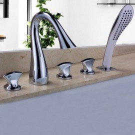 Brushed Nickel/Chrome Bathtub Faucet With Hand Shower