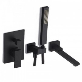 Chrome/Black Bathtub Faucet With Swivel Spout