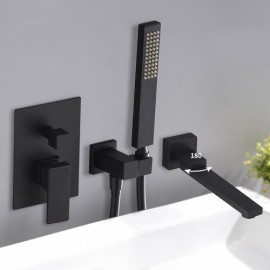 Chrome/Black Bathtub Faucet With Swivel Spout
