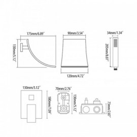 Modern Waterfall Shower Faucet And Hand Shower Chrome/Black Wall Mount