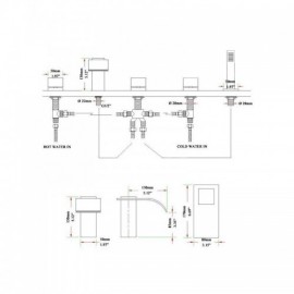Solid Brass 5 Hole Waterfall Bathtub Faucet Oil Rubbed Bronze