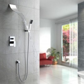 Chrome Waterfall Shower Faucet With Hand Shower And Faucets For Bathroom