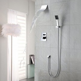 Chrome Waterfall Shower Faucet With Hand Shower And Faucets For Bathroom