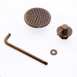 High Recessed Shower Head In Antique Brass For Bathroom