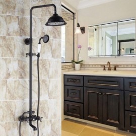 Shower Faucet With Orb Black Brass Faucets Retro Style For Bathroom