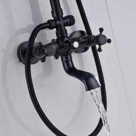 Shower Faucet With Orb Black Brass Faucets Retro Style For Bathroom