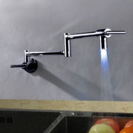 Contemporary Led Kitchen Faucet In Polished Chrome Wall Mount