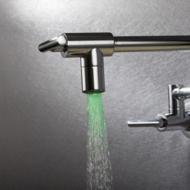 Contemporary Led Kitchen Faucet In Polished Chrome Wall Mount