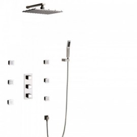 Luxurious Led Shower Faucet With Hand Shower And 6 Outlets In Brushed Nickel