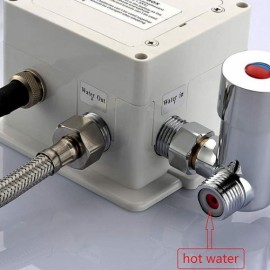 Led Waterfall Basin Faucet In Brushed Nickel With Automatic Sensor For Bathroom