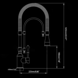 Brass Kitchen Mixer H52.5Cm 2 Spouts 3 Models