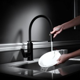 Brass Kitchen Mixer Black