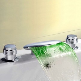 Cassade Brass Led Bathtub Mixer 2 Chrome Handles 3 Models For Bathroom