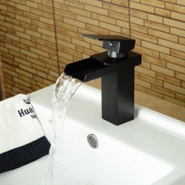 Cassade Brass Basin Mixer Black For Bathroom