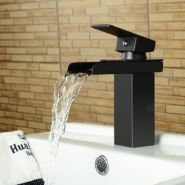 Cassade Brass Basin Mixer Black For Bathroom