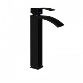 Black Orb Solid Brass Waterfall Single Spout Lavatory Faucet Tall Style