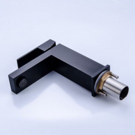 Square Black/Chrome Single Mount Basin Faucet For Bathroom