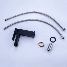 Square Black/Chrome Single Mount Basin Faucet For Bathroom