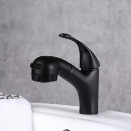 Basin Faucet With Pull Down Sprayer Antique Black For Bathroom