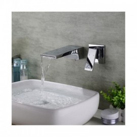 Single-Lever Waterfall Basin Faucet In Chrome-Plated Brass Wall Mounted