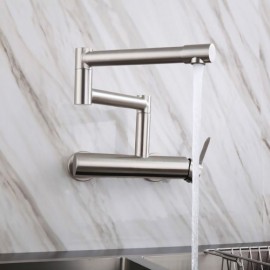 Wall-Mounted Foldable Kitchen Faucet In 304 Stainless Steel In Brushed Nickel