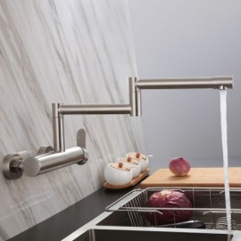 Wall-Mounted Foldable Kitchen Faucet In 304 Stainless Steel In Brushed Nickel