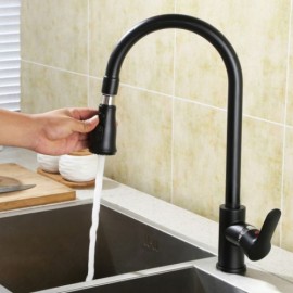 High Arc Black/White Pull Down Kitchen Faucet With Dual Function