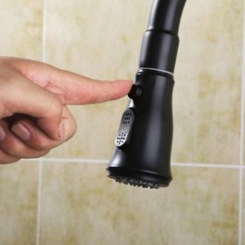 High Arc Black/White Pull Down Kitchen Faucet With Dual Function