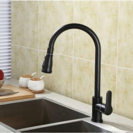 High Arc Black/White Pull Down Kitchen Faucet With Dual Function