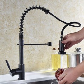 Orb Black Antique Brass Single-Handle Single-Function Kitchen Faucet With Pullout