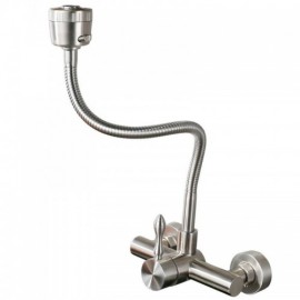 Wall Mount Stainless Steel Kitchen Faucet Brushed Nickel With Dual Function Sprayer