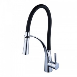 Chrome Brass Kitchen Faucet With Pull Down Spout Black And Chrome